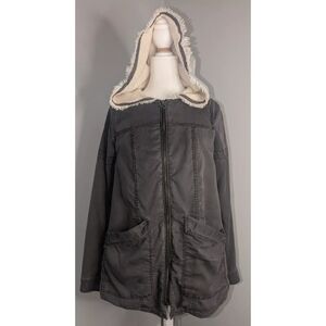 Free People Oversized Utility Jacket In Gray, Size Small